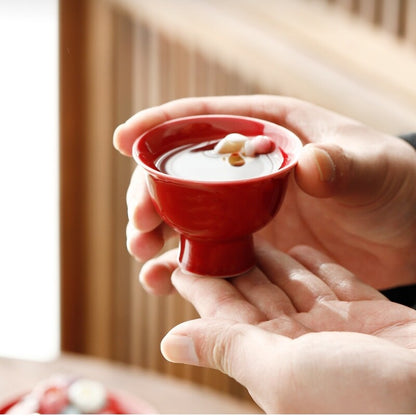 Hand-kneaded Flower Sancai Bowl Teacup Wine Ladies Gaiwan Wedding Tea Set Plate