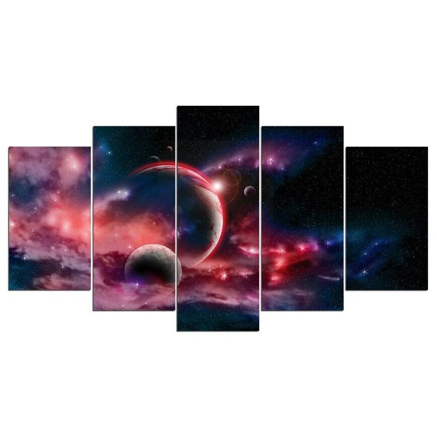 5Pcs Wall Art Canvas Painting Picture Home Decor Modern Abstract Space Colours