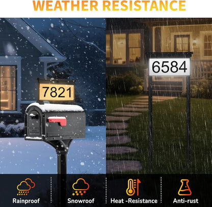 Upgraded Solar Address Sign, House Numbers for outside Double Side, 12-Color Mod