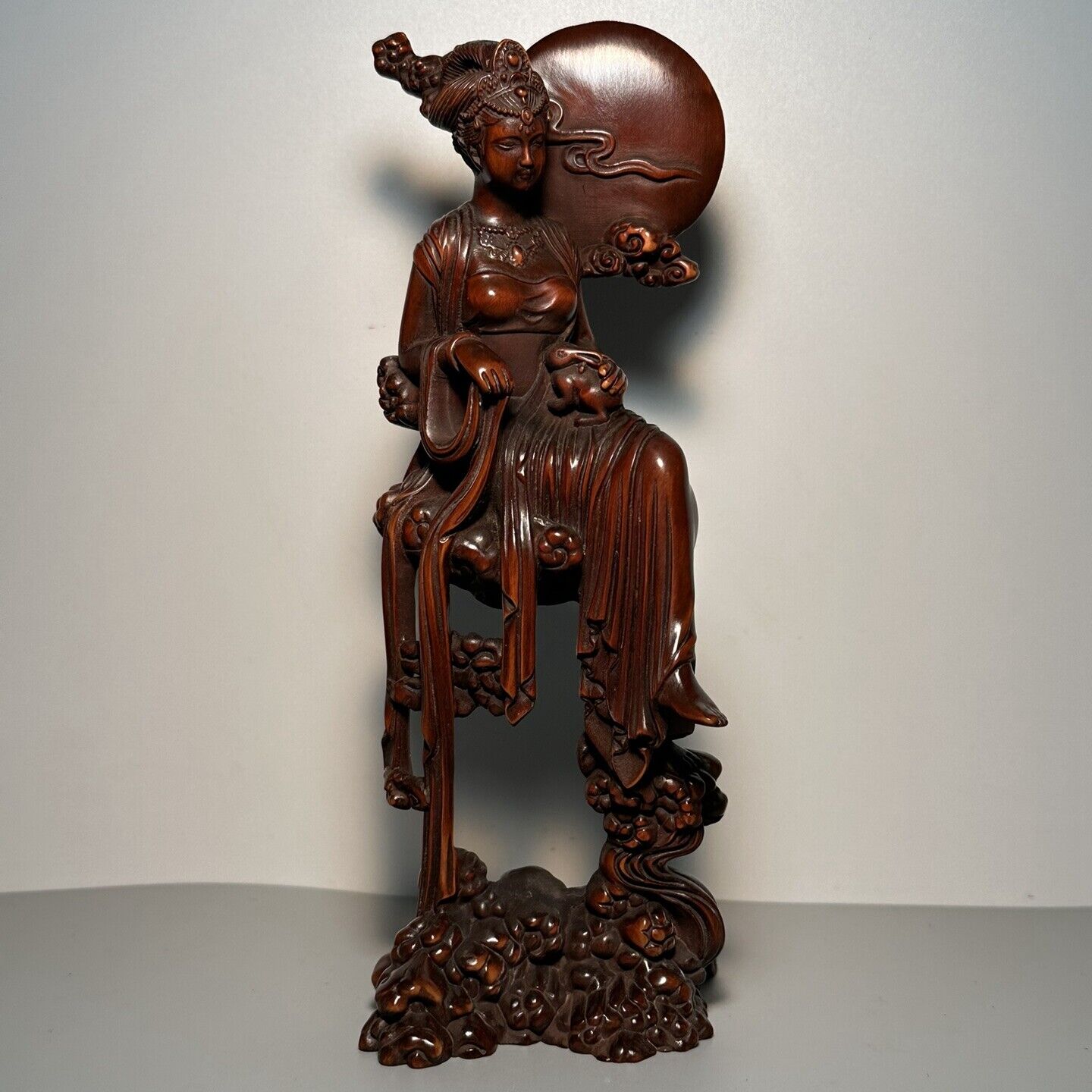 Collection Chinese Boxwood Carving Pretty Woman Statue Wood Sculpture Home Decor
