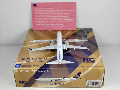 NG Model for United Airlines for Boeing B737 MAX9 N37508 1/400 Aircraft Model