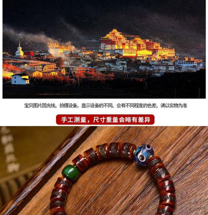 10*8mm Tibetan Barrel Bead Bracelet Single Circle Buddhist Beads Glass Accessory