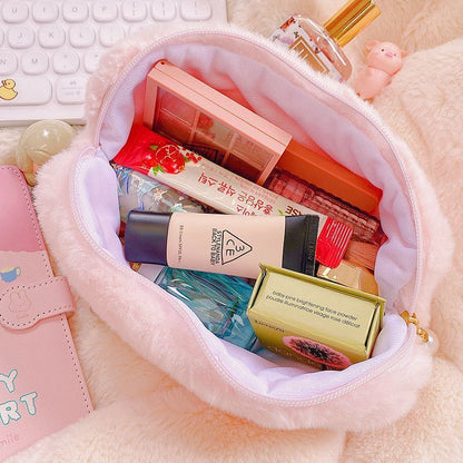 Plush Cosmetic Bag Student Large Storage Bag Travel Makeup Pouch Holder 16*24 CM