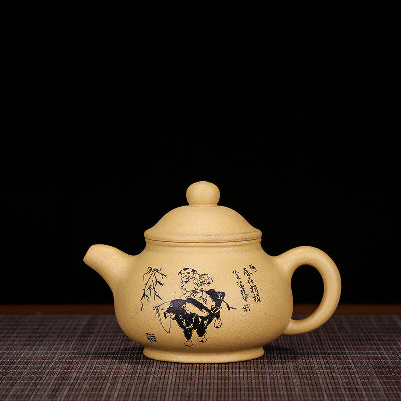 China Yixing Zisha Pottery Gold Section Clay Handmade 220cc Mesh Teapot 潘壶