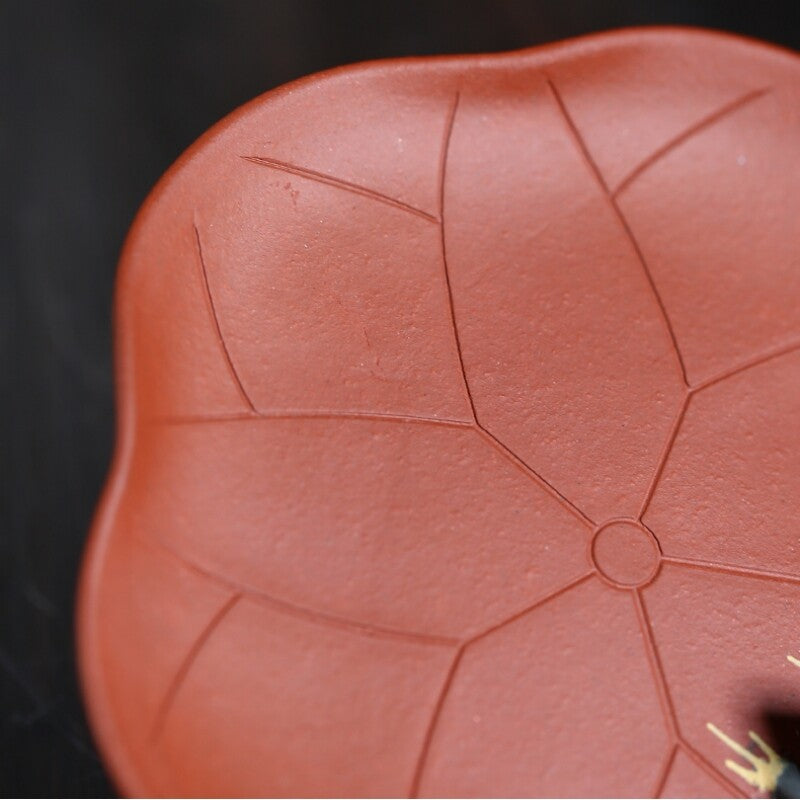 Creative Holder For Teacup Frog Statue Handmade Artware Yixing Zisha Purple Clay