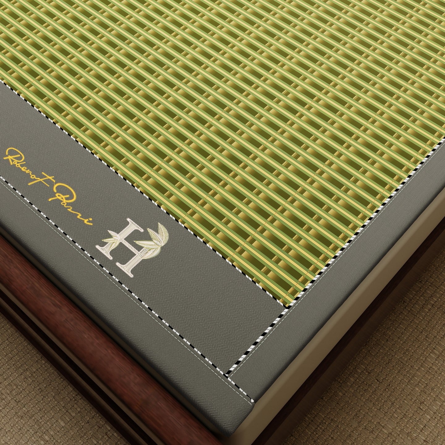 Bamboo Bed Mat Summer Accessories Folding Double Faces Bamboo & Rattan Green