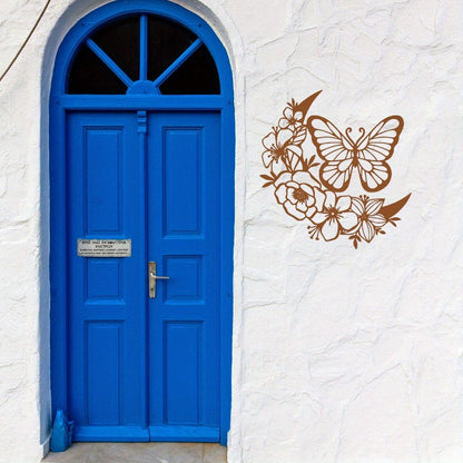 CIFbuy Boho Moon Phase Butterfly Flower Metal Wall Art Nordic Home Decor