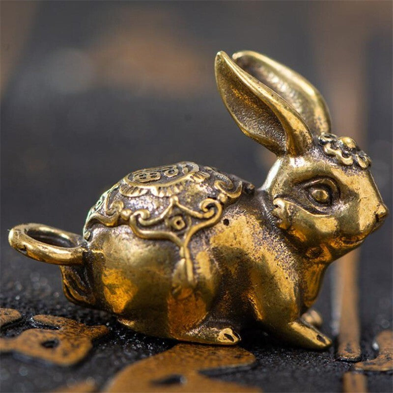 NewSolid Brass Figurine Vintage Animal Tea Pet Ornament Keychain Miniature