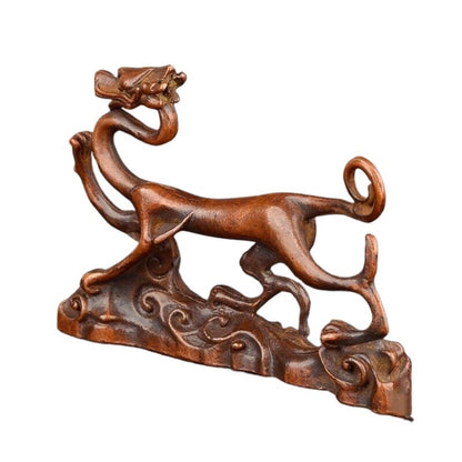 Chinese Statue Bronze Realistic Dragon Pen Holder Tea Pet Decorative