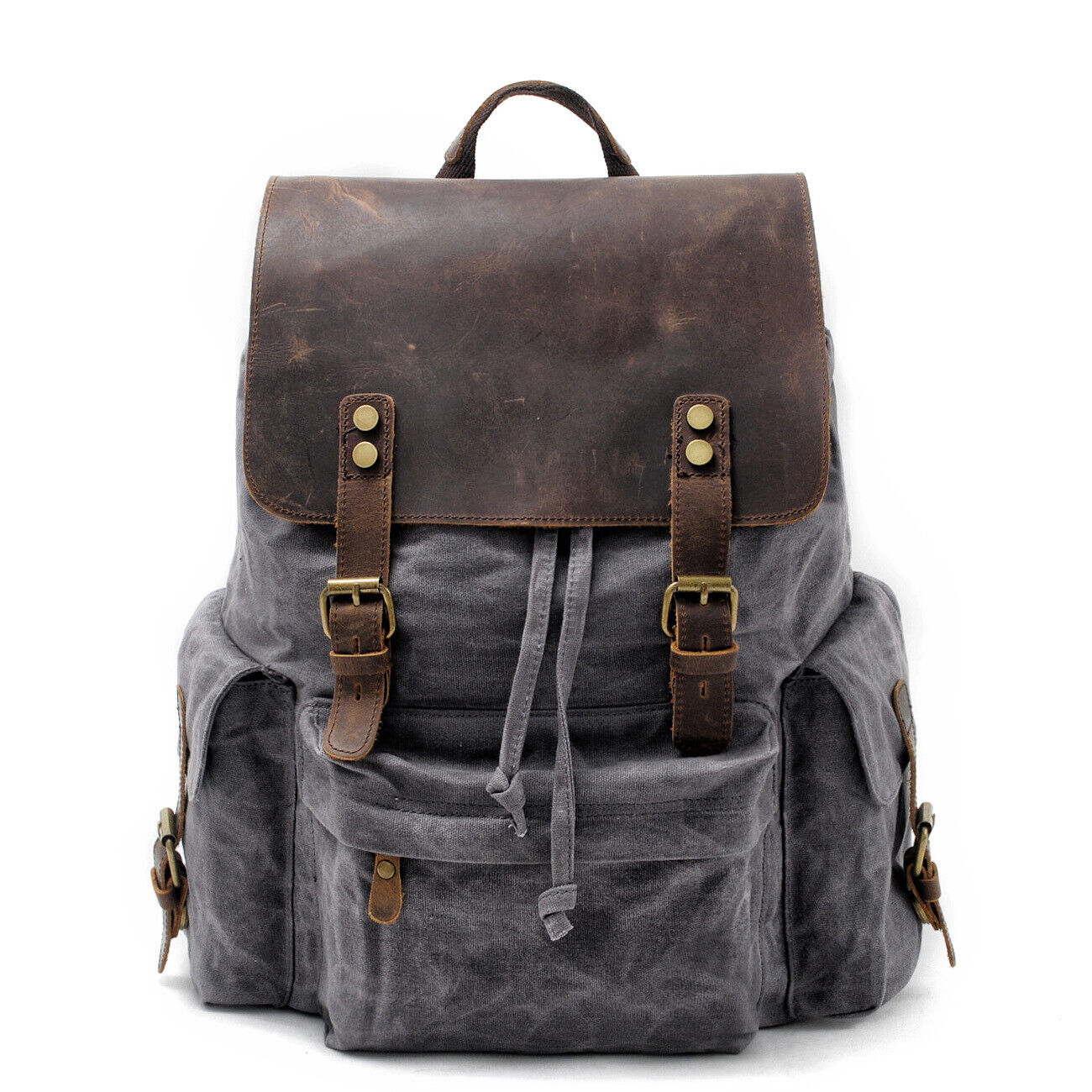 Water Resisant Vintage Waxed Canvas Backpack Hiking Travel Bag 15" Laptop Bag