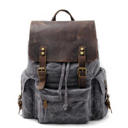 Water Resisant Vintage Waxed Canvas Backpack Hiking Travel Bag 15" Laptop Bag