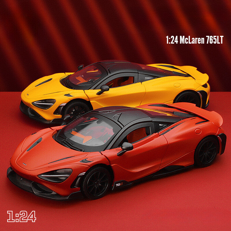 1:24 Diecast McLaren 765LT Supercar Metal Car Model Toy Sound Light Door Open