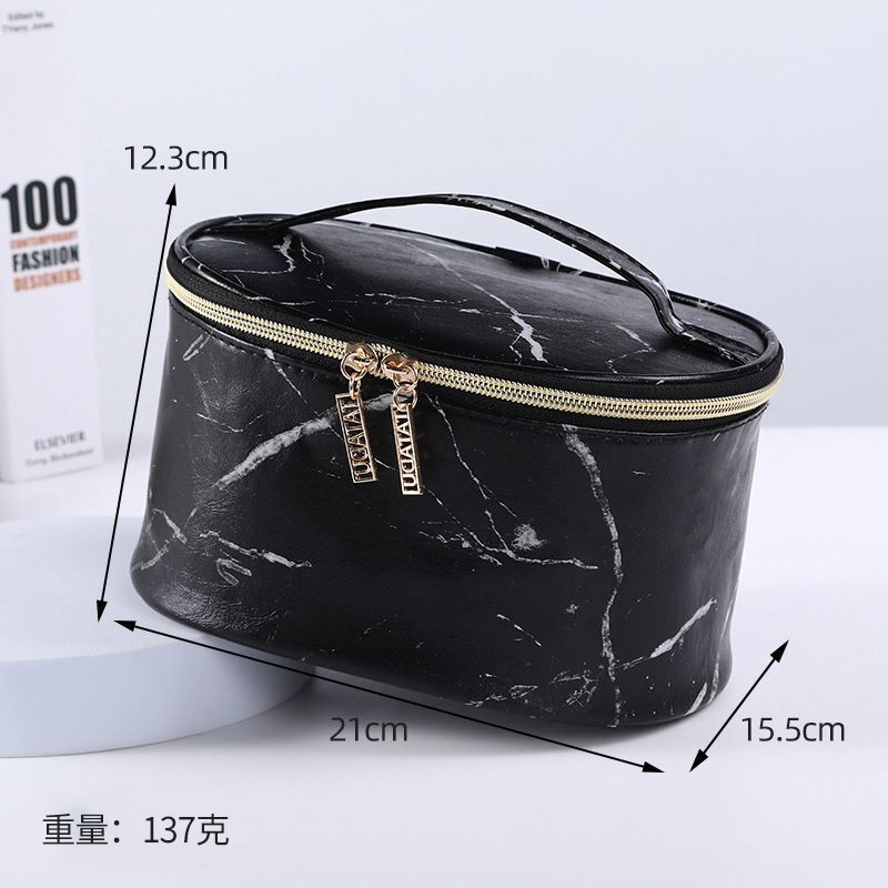 Marble Pattern Cosmetic Bag Toiletries Storage Handbag Waterproof Makeup Cases