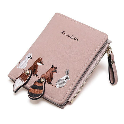 Girls Cartoon Leather Card Clamps Women's Wallet Coin Female Purse Clip Billfold