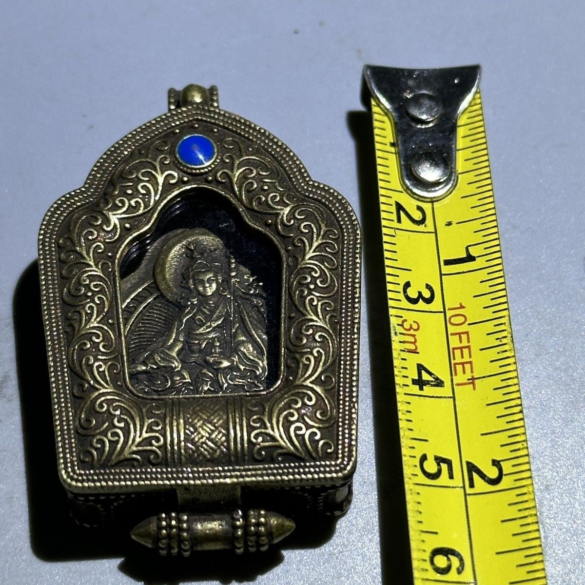 Old Brass Portable Buddha Shrine Box Pendant Amulet