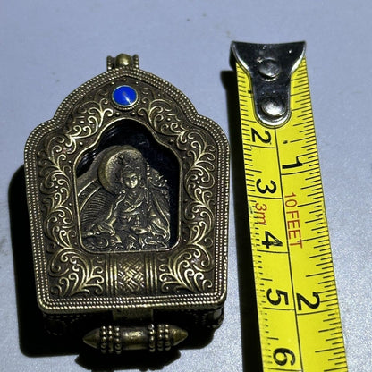 Old Brass Portable Buddha Shrine Box Pendant Amulet