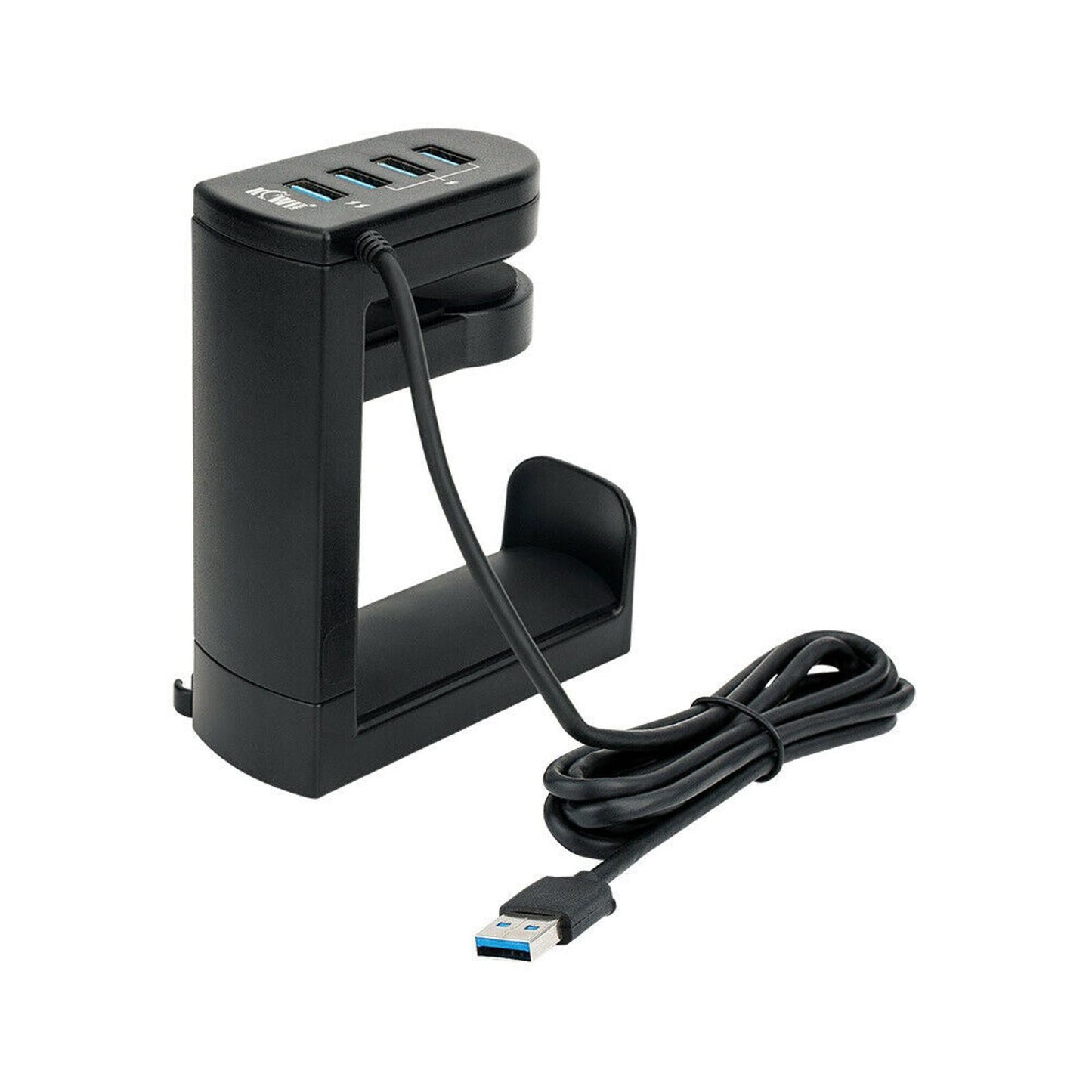 360° Rotation Headset Holder Earphone Storage Hook Stand 4-Port USB Data Hub bb