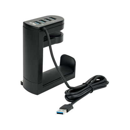 360° Rotation Headset Holder Earphone Storage Hook Stand 4-Port USB Data Hub bb