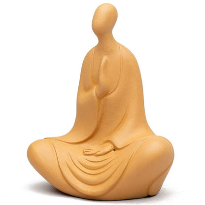 9.7cm Purple Clay Tea Pet Tea Buddha Statue Zen Monk Tea Table Decors