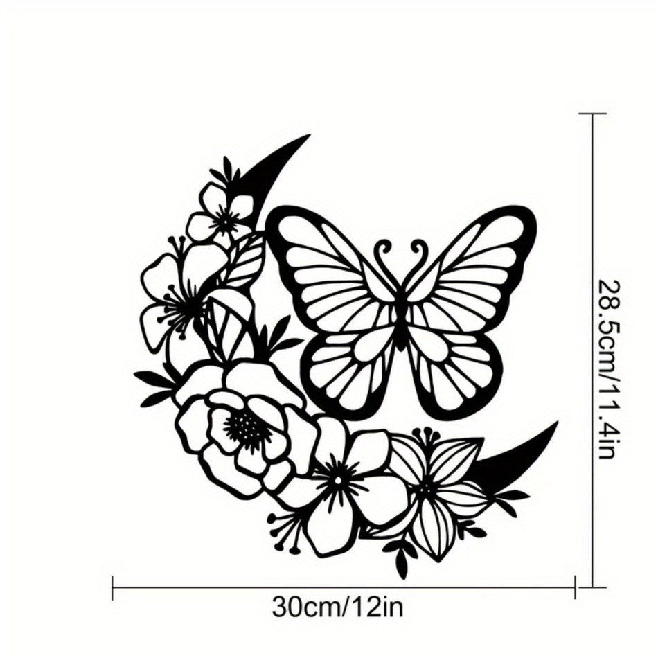 CIFbuy Boho Moon Phase Butterfly Flower Metal Wall Art Nordic Home Decor