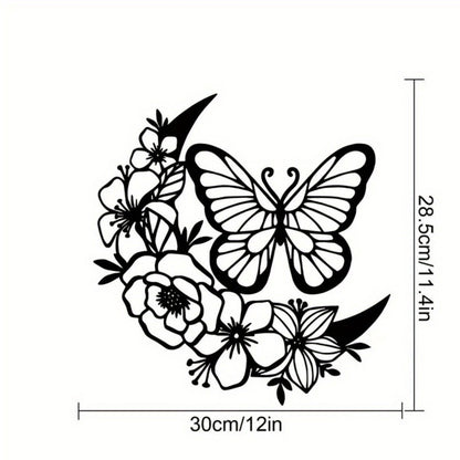 CIFbuy Boho Moon Phase Butterfly Flower Metal Wall Art Nordic Home Decor