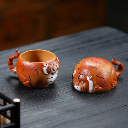 Handmade Tea Cup Tiger Design Real Yixing Zisha Clay Master Cup With Handle New
