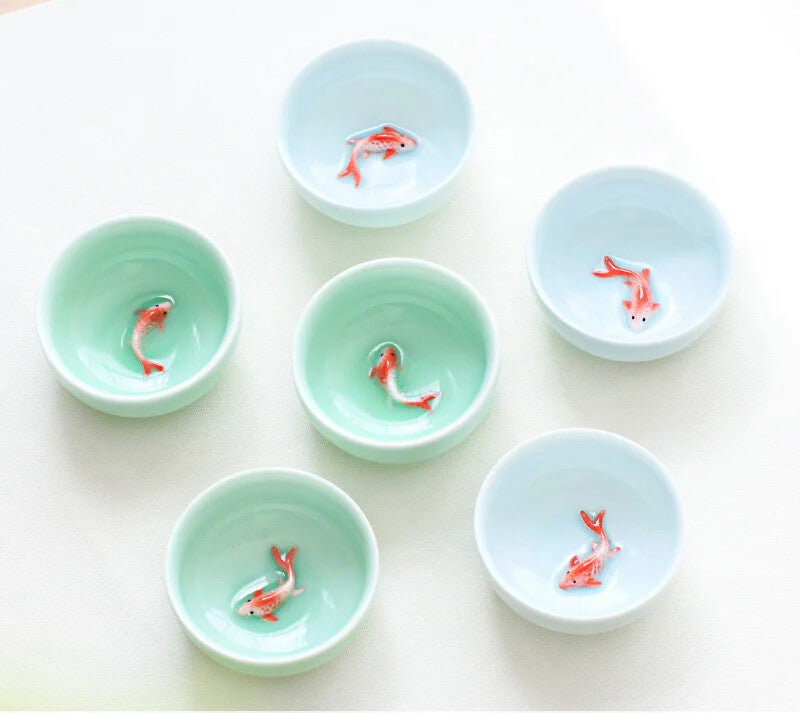 6pcs Celadon China Tea Cup Set kung Fu Travel Tea Bowl Porcelain Teacup Set