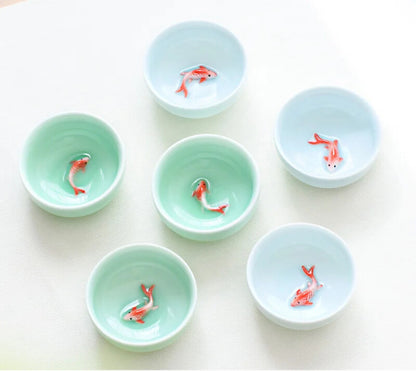 6pcs Celadon China Tea Cup Set kung Fu Travel Tea Bowl Porcelain Teacup Set