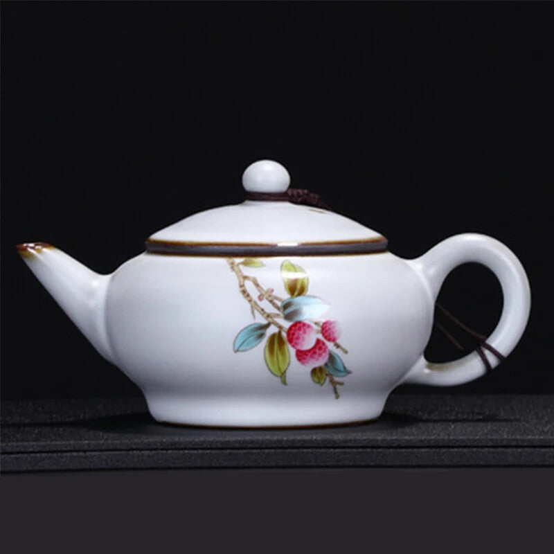 Ru Kiln Moon White Teapot Ceramic Ru Porcelain Open Teapot Retro Kung Fu Tea Set