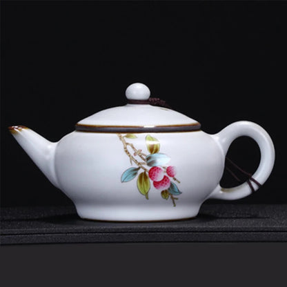 Ru Kiln Moon White Teapot Ceramic Ru Porcelain Open Teapot Retro Kung Fu Tea Set