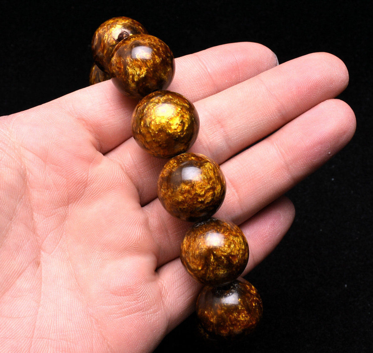 Genuine Golden Black Coral Sea Willow Bracelet Beads 12 mm