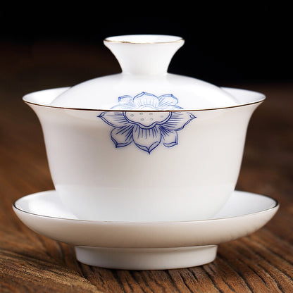 170ml Chinese Jingdezhen Porcelain Gaiwan Ceramic Tureen Thin Glaze Tea Bowl Lid