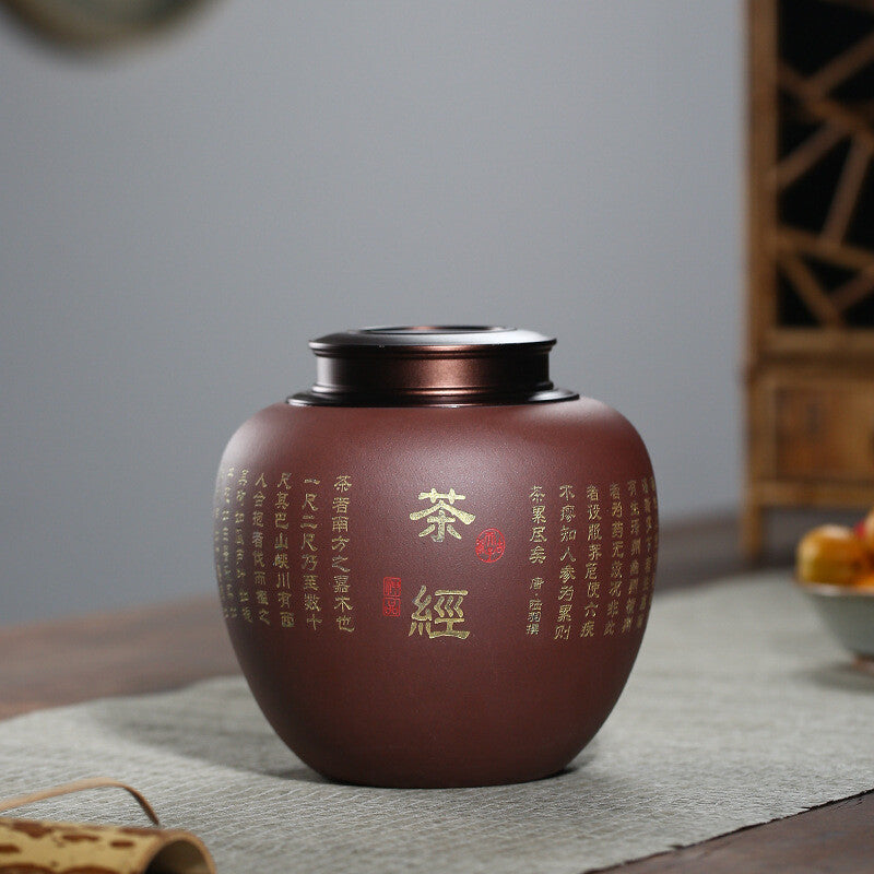 Sealed Tea Canister With Lid Chinese Yixing Zisha Purple Clay Awakening Tea Jar