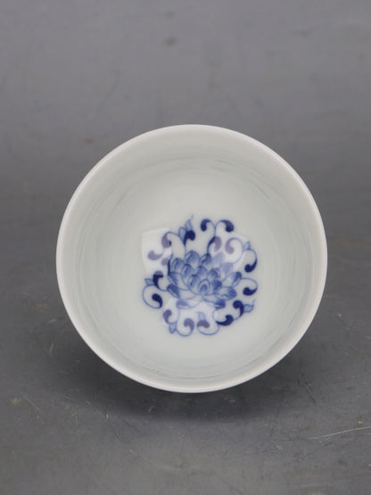 Jingdezhen Chai Yao Blue White Entangled Lotus Teacup -