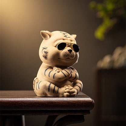 House Warming Gift Zisha Purple Clay Tea Pet Tiger Money Box Mascot Tea Play