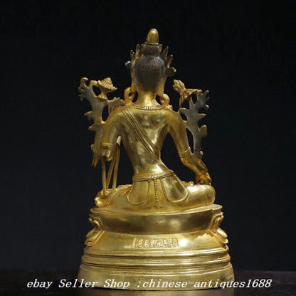 9.8'' Old Tibet Buddhism Bronze Gilt White Tara Bodhisattva Buddha Statue