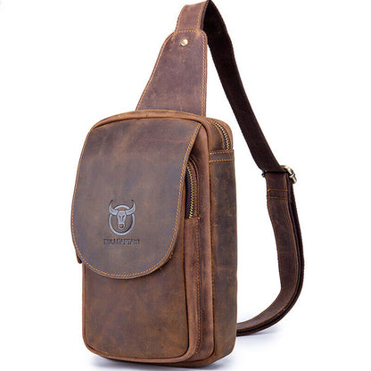 Men's Sling Backpack, Crazy Horse Leather Vintage Chest Bag Crossbody Bags