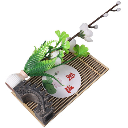 Floral Decor Plastic Wood Flower Sushi Plates Japanese Sashimi Trays Decorations