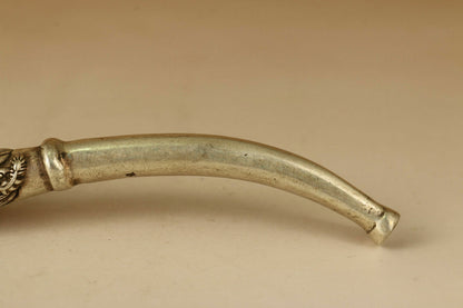 Rare Tibet Silver copper Smoking Tool Statue Old Sacred Opening Dragon Head pipe