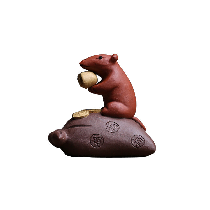 6.5cm Creative Chinese Tea Play Rat Purple Clay Mouse Tea Pet Mascot Tea Set