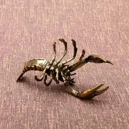 8.7cm Brass Lobster Sculpture Handmade Ornament Tea Pet Collectible Craft