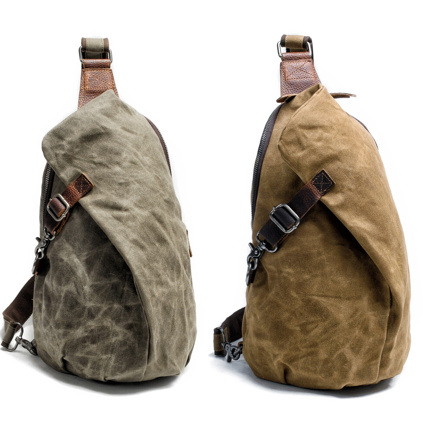 Waxed Canvas Sling Bag One Strap Backpack Rucksack Chest Pack Single Strap