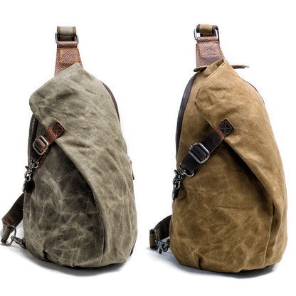 Waxed Canvas Sling Bag One Strap Backpack Rucksack Chest Pack Single Strap