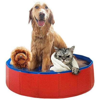 Dog Swimming Pool Foldable Pet Bath Tub Bathtub Collapsible Bathing Cats Kids 1x