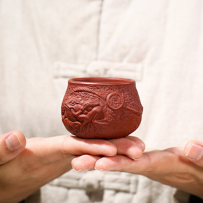 Handmade Carved Toad Relief Master Cup Real Yixing Zisha Personal Tea Cup 80ml
