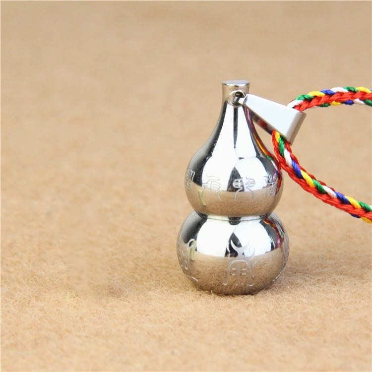 Titanium Steel Gourd Waterproof Medicine Box Pill Case Talisman Necklace Pendant