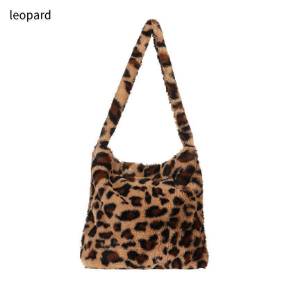 1pc Women Girls Fluffy Shoulder Bag Top-handle Bag Female Autumn Winter Handbag