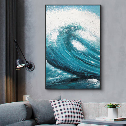 Abstract Blue Sea Hand Painted Oil Paintings Modern Landscape On Canvas Wall Art