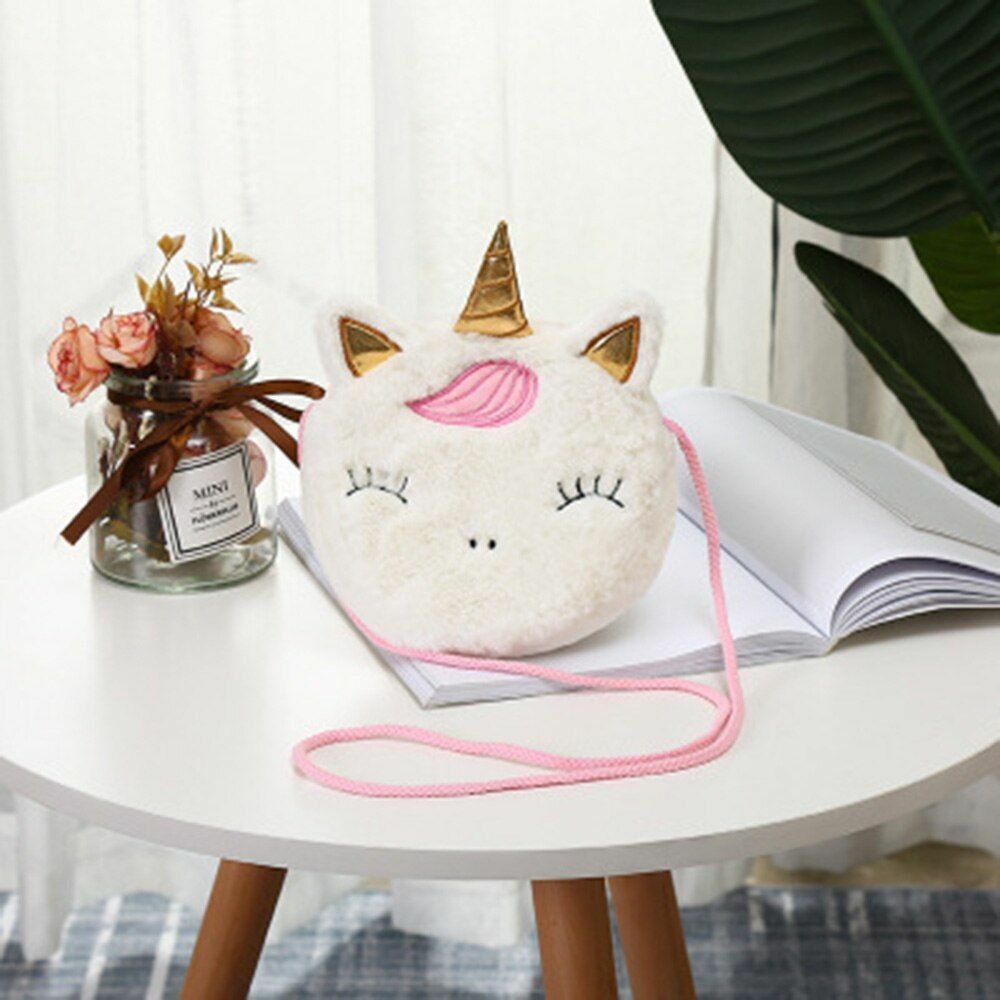 Shoulder Bag Plush Cartoon Boys Crossbody Girls Party Gift Shiny Unicorn Handbag