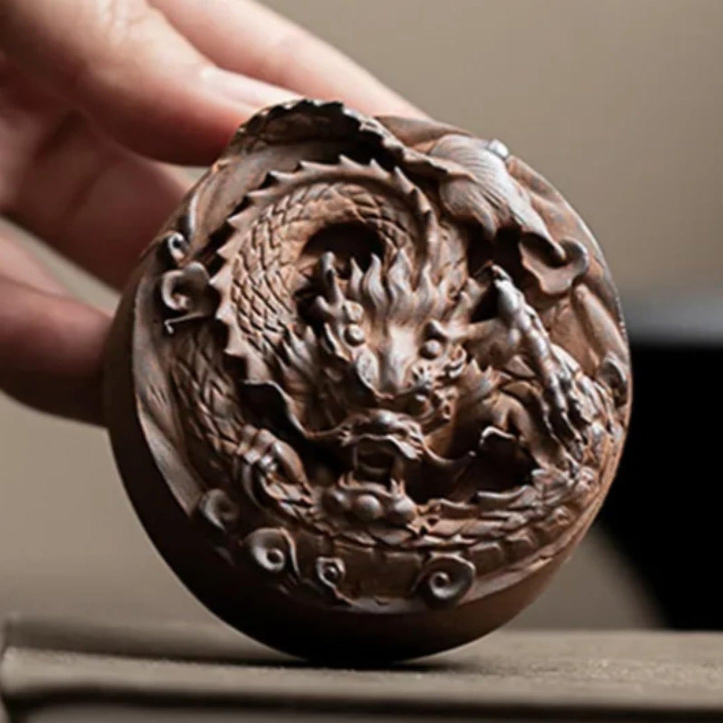 Japanese Rock Mud Dragon Teapot Cover Holder Tea Pet 6cm Cover FrameTea Play